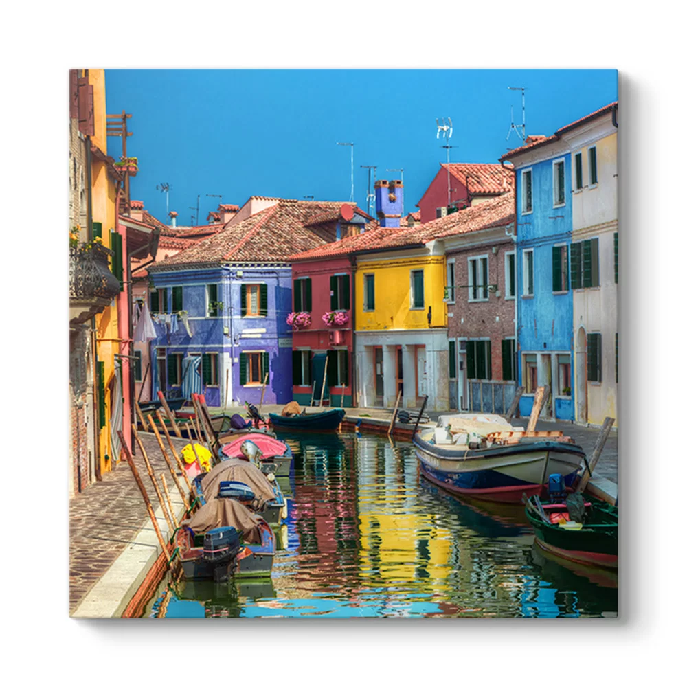 Burano Renkli Evleri Tablosu - Model 3